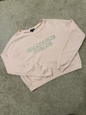 "Champagne Please" Pink Crewneck Sweatshirt, Small